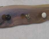 Handmade Walnut natural edge coat rack with vintage doorknobs