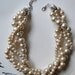 Champagne Chunky Pearl-4 Strand- Twisted Statement Necklace