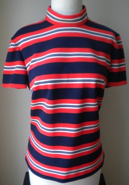 Vintage Orange and Navy Blue Stripe Shirt