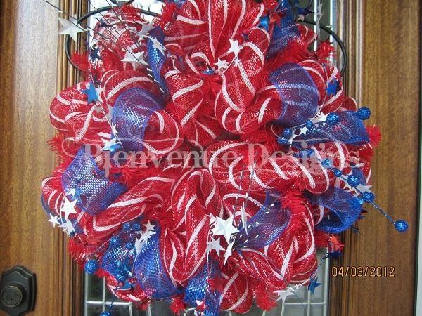 Red, white & blue... Patriotic Mesh Wreath