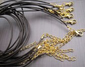 Handmade new style--Small ends--Gold plated findings--20pcs 16-18 inch adjustable 1.5mm brown genuine\/real leather necklace cord