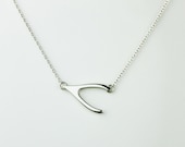 Sideways Wishbone Necklace - Sterling Silver