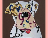 License Plate Art - Bulldog Dog Custom Love - Recycled Art Company - Salvaged Wood - Upcycled Artwork