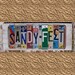 Funky Love Word Block - Custom Words Available - Personalized Wedding - Recycled License Plate Sign Art - Salvaged Wood - Upcycled Artwork