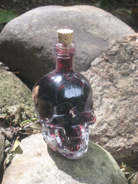 War Water in Glass Skull-Hoodoo-Voodoo-Witchcraft-Spiritual Cleanser, Curse Reverser, Magickal Warning, Protection