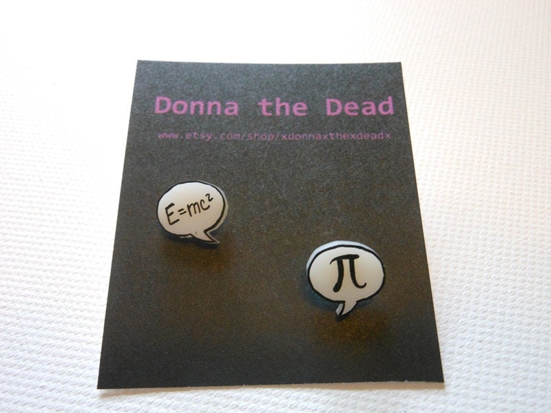 einstein and pi speech bubble earrings