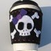 reversible glitter Skull and cross bones felt coffe cozy black heart