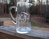 Monogrammed Glass Pitcher