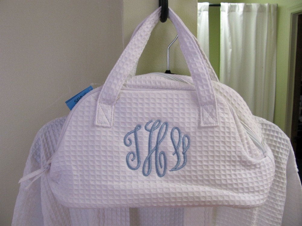 Monogrammed Waffle Weave Travel Bag