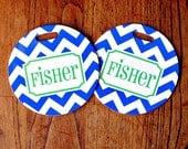 Personalized Chevron Round Bag Tag, Not Laminated