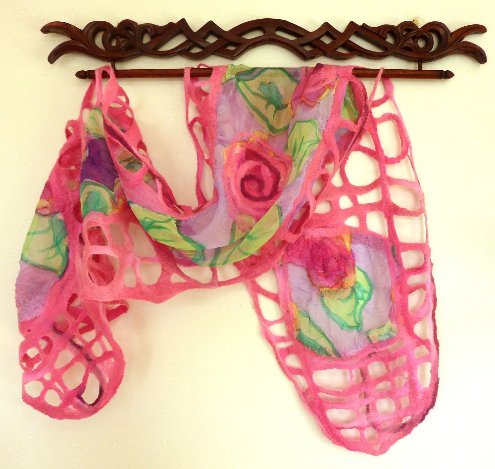 Silk Fashion Scarf. Floral Nuno Felt Spring Scarves on Etsy