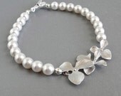 Pearl orchid bridal bracelet