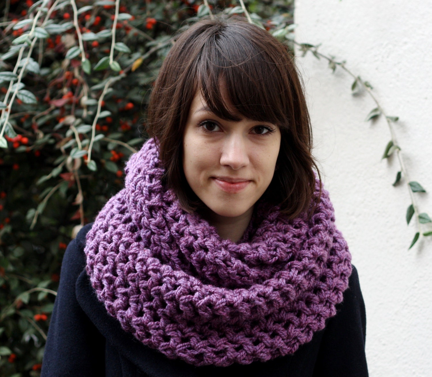 Infinity Scarf Women's Chunky Scarf Circle Scarf Crochet Scarf Snood Plum