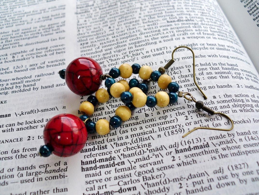 Wooden Earrings, Americana, Handmade Earrings - American Honey