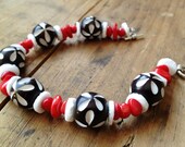 Chunky Handmade Bracelet, Beaded Bracelet - Coral Beach Funk
