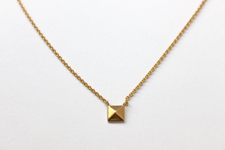 Pyramid Stud Necklace (14K gold plate)