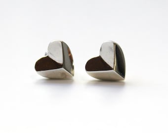 Heart Shaped Pyramid Stud Earrings sterling silver