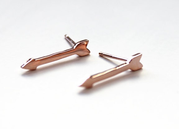 Tiny Arrow Stud Earrings 14K rose gold dipped