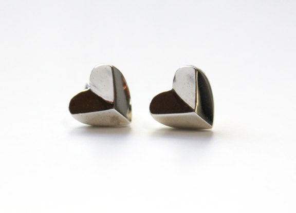 Heart Shaped Pyramid Stud Earrings sterling silver