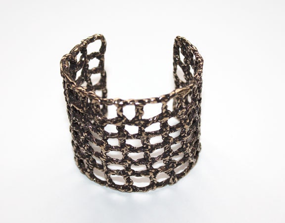 Metal Crochet Cuff  - A  Collaborative Art Piece by Cheryl Cambras and Tiny Armour
