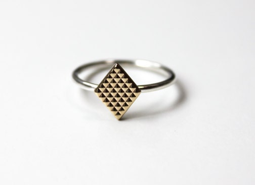 Deco Ring (14K gold and silver)