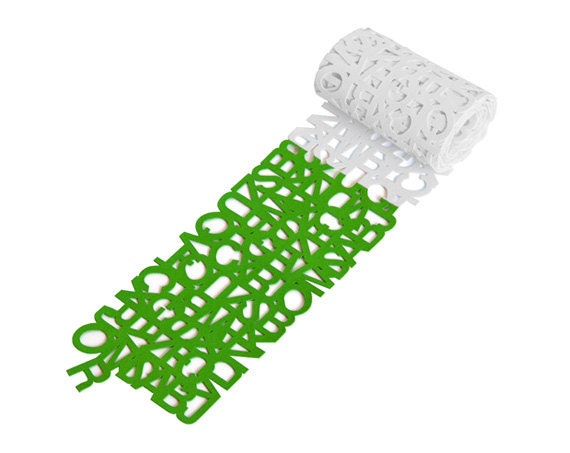 Helvertica Scarf  ( White / green )