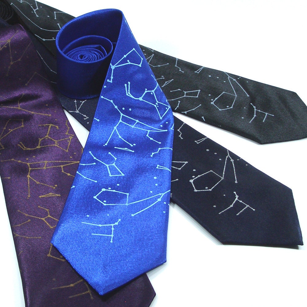 Mens Neck Tie - Constellation - Silk Necktie - in four tie color choices