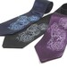 Motorcycle Tie - Mens silk necktie in three tie color choices - black, navy blue, purple