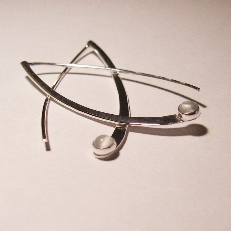 Moon Drop Earrings, Hand Forged, Moonstone, Sterling Silver, Fine Silver