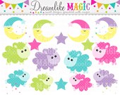 Sweet Lambs, Moons and Stars- Clipart for Personal or Commercial Use Il_170x135