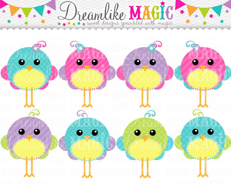 Sweet Dreamy Magical Tweets- Clipart for Personal or Commercial Use Il_570xn