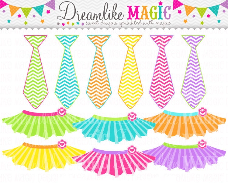 Sweet Tutus and Ties- Clipart for Personal or Commercial Use Il_570xn