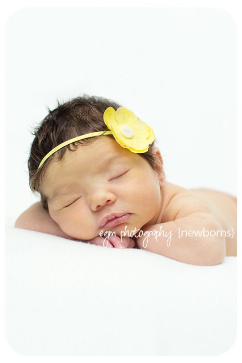 Baby Flower Headband Yellow...Baby Flower Headband...Newborn Headband...Yellow Headband...Baby Headband