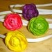 Baby Flower Headband Collection-Sale on this set- for Baby Girls-Sweet Mini Ranunculus Blooms on thin white elastic headbands