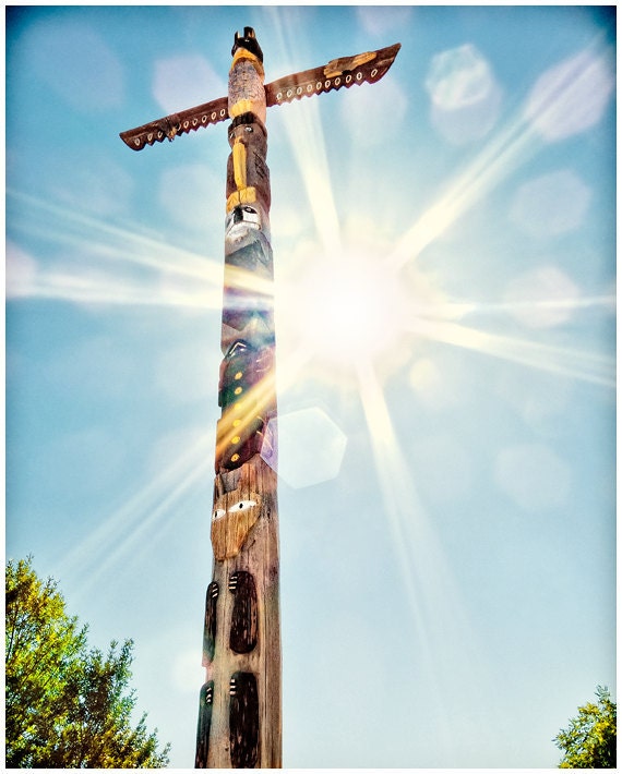Totem 8x10 - Totem Pole Photo - Animal Totem Pole Art - Rustic Western Decor - Native American Photograph - Color Photography