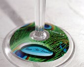 Wine Glass Escort Tags Peacock (PDF- Interactive Template File) From asweetgift