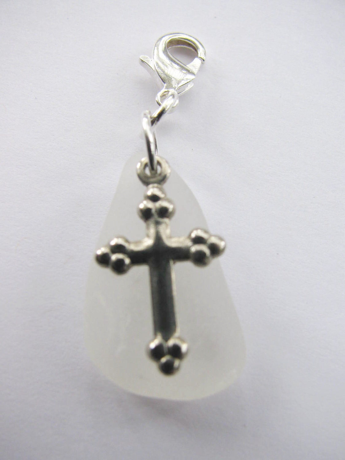 Cross Charm Beach Glass - Sea Glass Jewelry