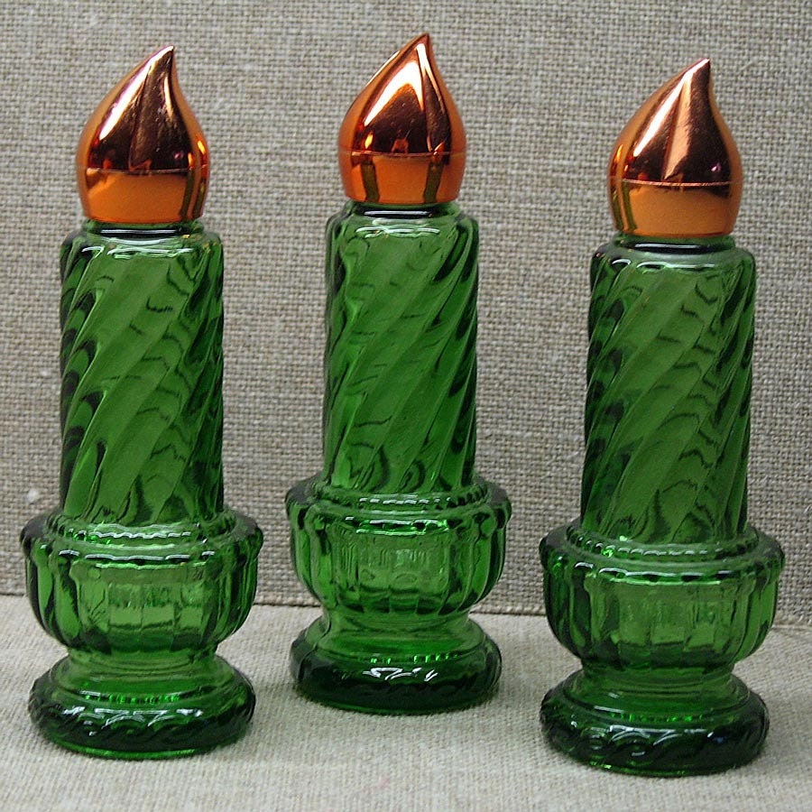 Avon Candle Bottles Set of Three Vintage Holiday Decor
