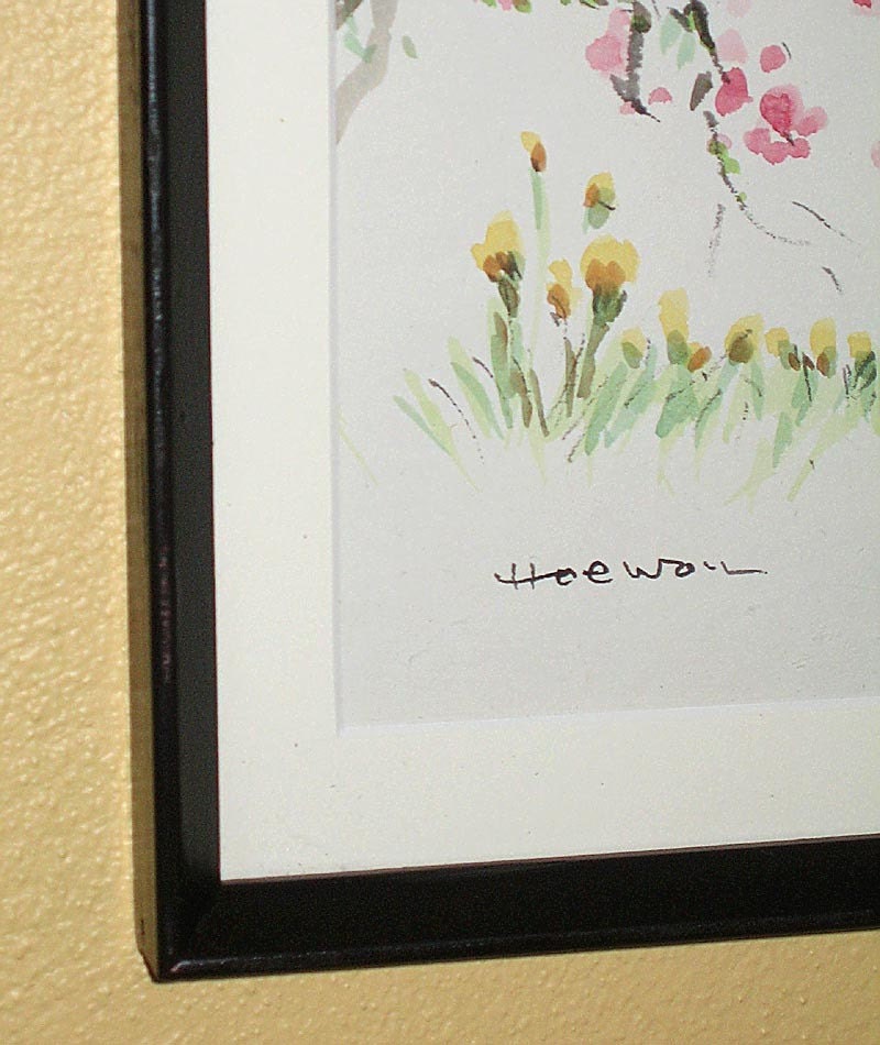 Original Korean Watercolor Vintage Framed