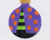 Green and Black Halloween Hat Needlepoint Ornament - Jody Designs B151