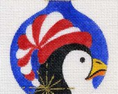 Penguin with Red hat Needlepoint Ornament - Jody Designs  B85A Blue