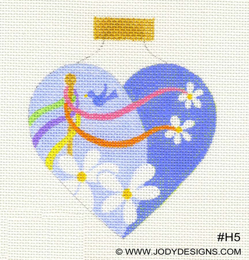 May Pole Heart Needlepoint Ornament - Jody Designs   H5