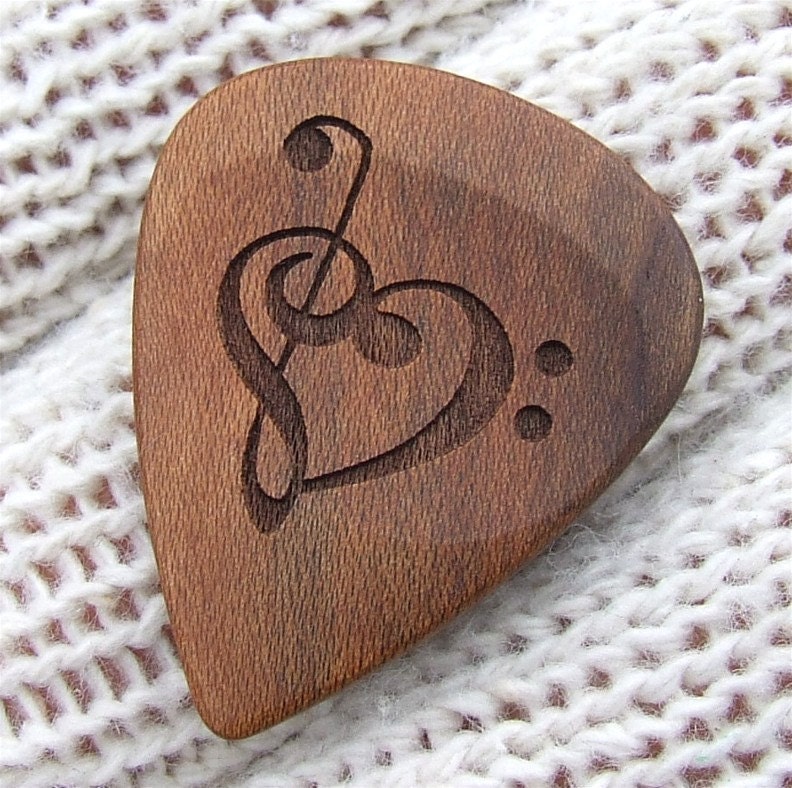 California Apricot Wood Handmade Premium Guitar Pick - Precision Laser Engraved