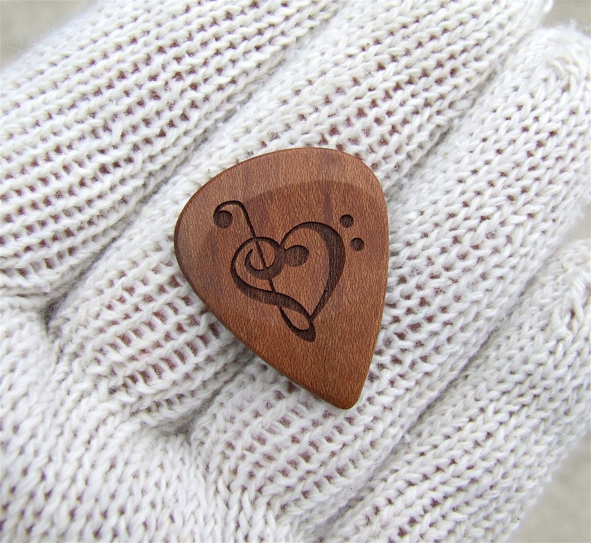 California Apricot Wood Handmade Premium Guitar Pick - Precision Laser Engraved