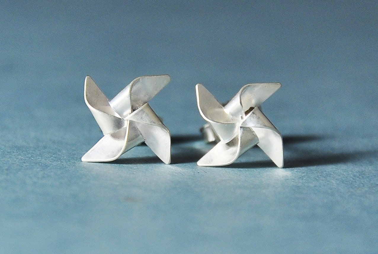 Tiny Pinwheel (windmill) Earrings