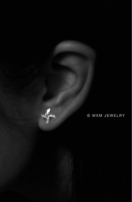 Tiny Pinwheel (windmill) Earrings 0.25 inches