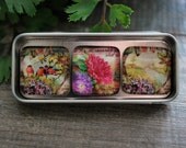 Glass Magnet Trio - Birds and Lilacs