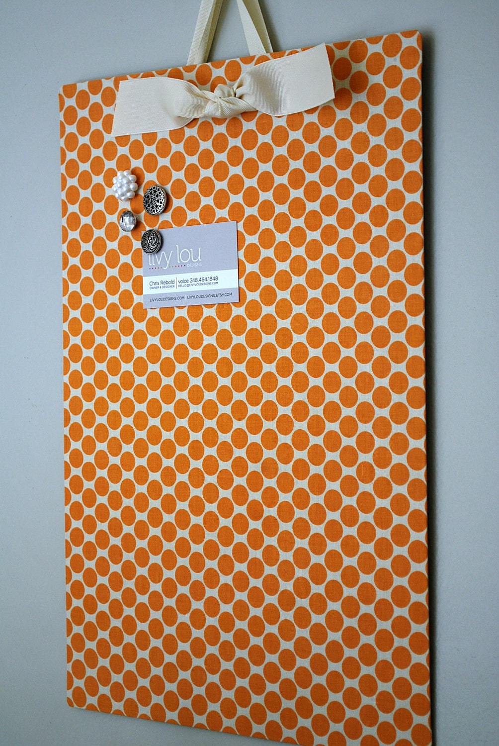 Fabric Magnet Board (12"x18") -Tangerine Dot