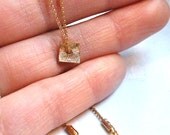 Free Shipping- Gold textured square disc necklace (16k gold plated)