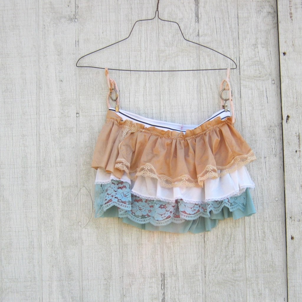 Vintage Blue Ruffled Boy Shorts / Bootie Shorts